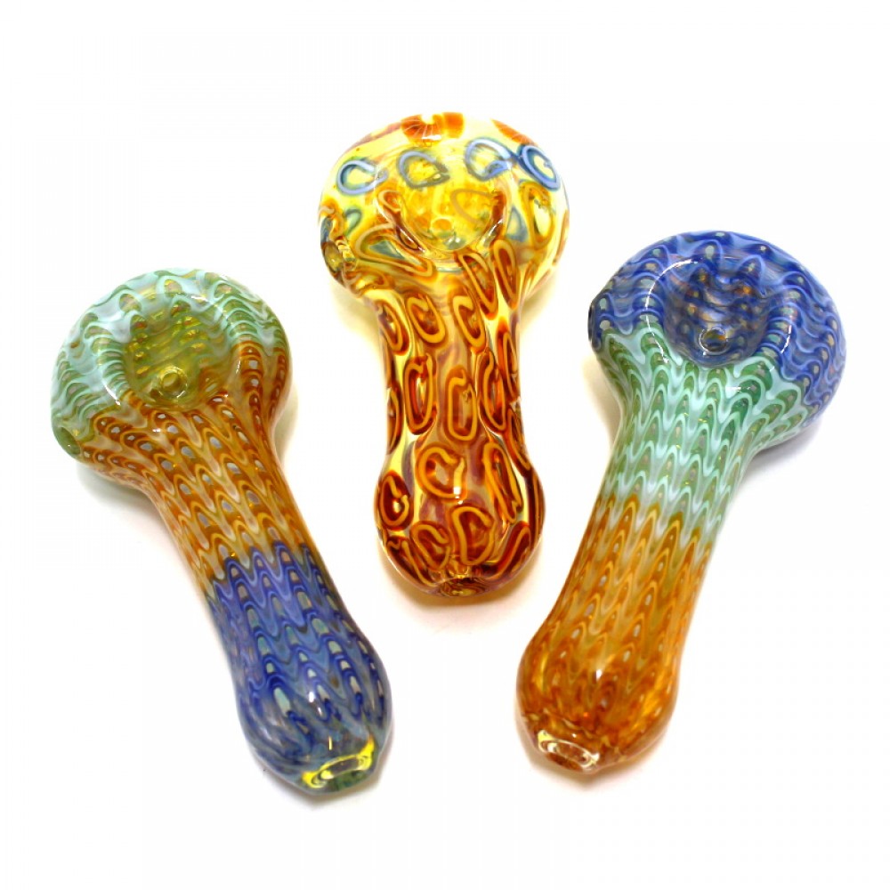 Bubble Art Multi Color Heavy Duty Glass Hand Pipe with durable glass construction, vibrant multi-color artwork, and smooth airflow design