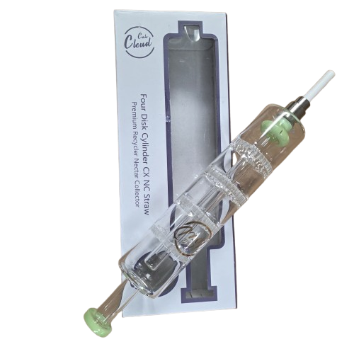 Cali CloudX 4 Disc Cylinder CX Straw Kit featuring multi-disc recycler system, premium glass construction, and smooth airflow design for clean and efficient use.