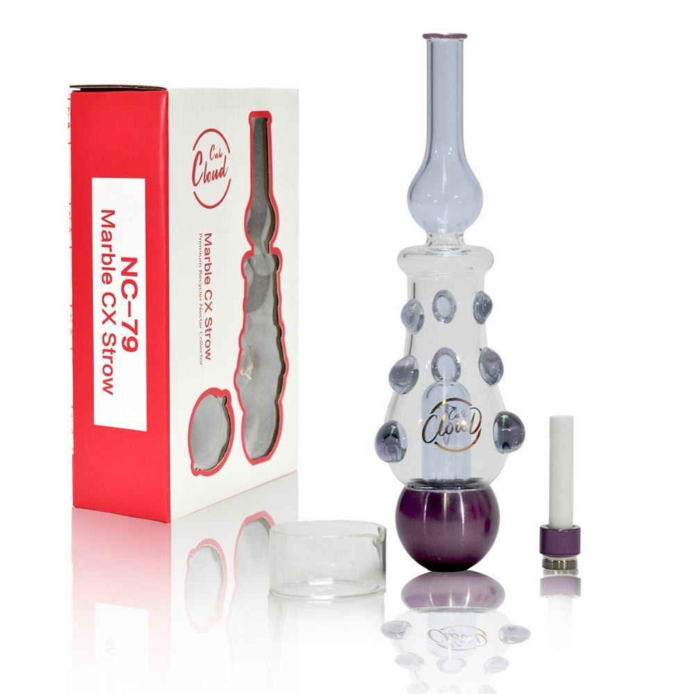 Cali Cloudx Marble CX Straw Kit Glass Nectar Collector for Wax and Concentrates Portable Dab Straw Tool.