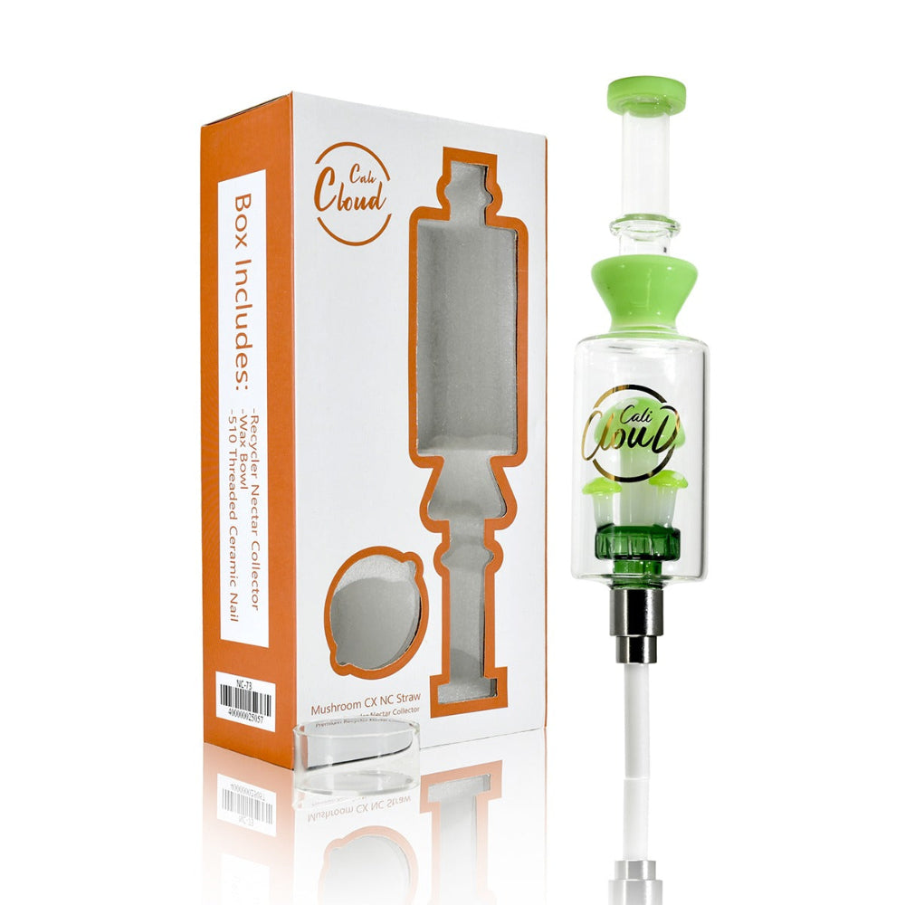 Cali Cloudx Mushroom CX Straw Kit Glass Nectar Collector for Wax and Concentrates Portable Dab Straw.