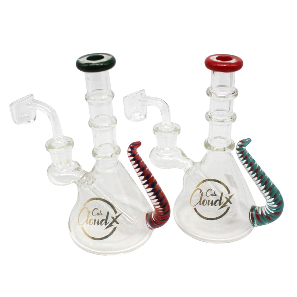 Cali Cloudx Side Cart Holder Dab Rig Water Pipe with 14mm Male Banger and Durable Glass Construction**