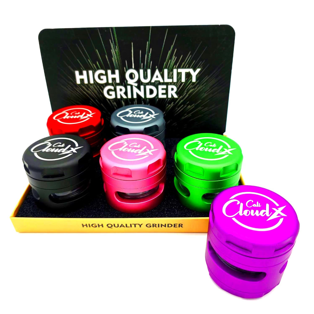 Cali Cloudx 4 Part Zinc Window Grinder 63mm Herb Grinder with Window Design Durable Aluminum Grinder Portable Use