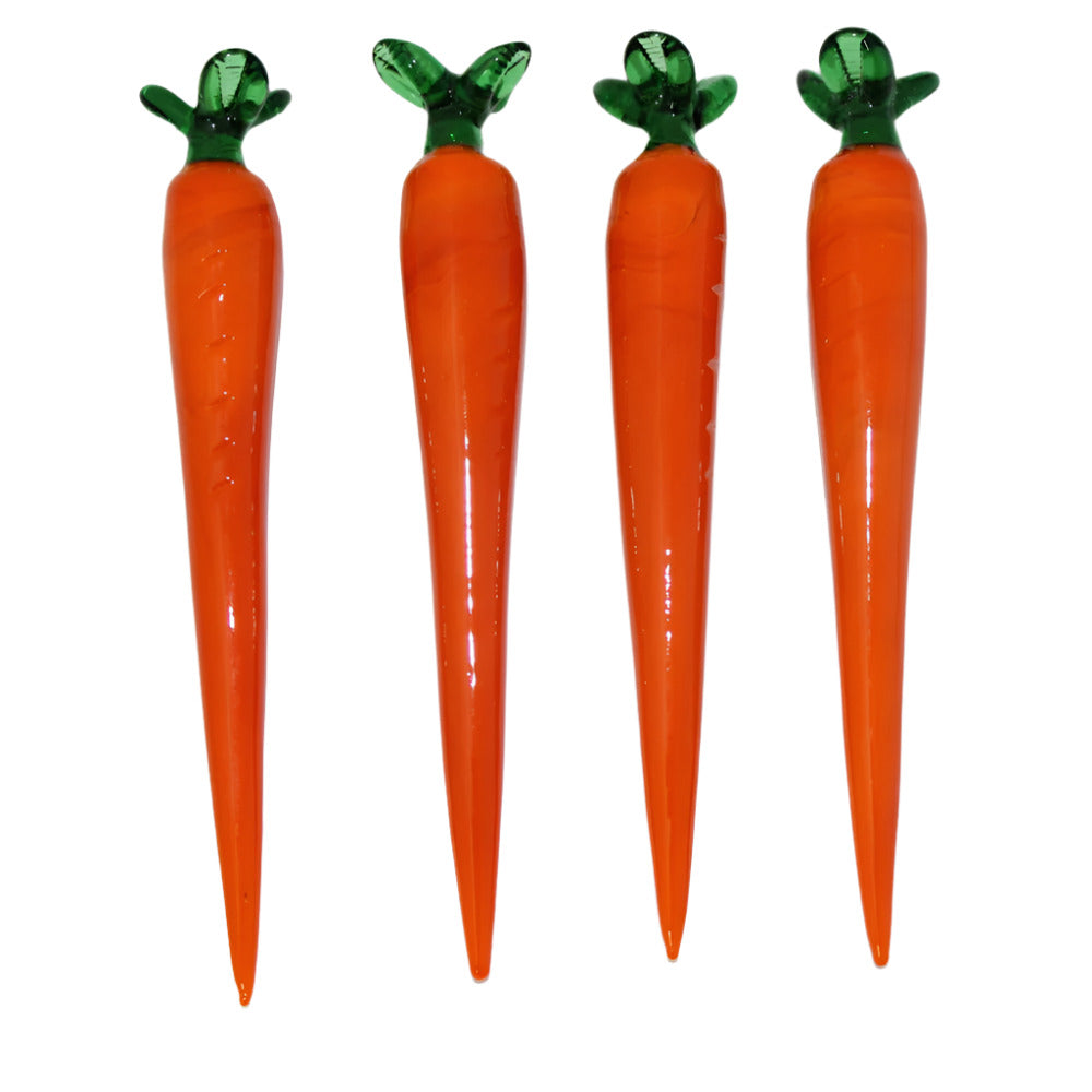 Carrot shape glass dab tool made of durable heat resistant glass with unique fun design compact and easy for precise handling and smooth use