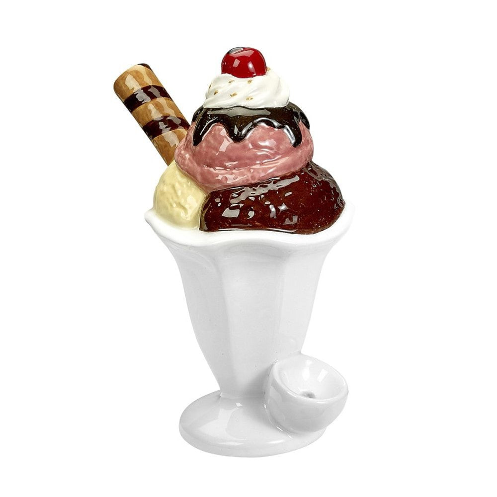 Ceramic Ice Cream Water Pipe with unique ice cream-inspired design, durable ceramic construction, smooth water filtration, and stable base for everyday use.