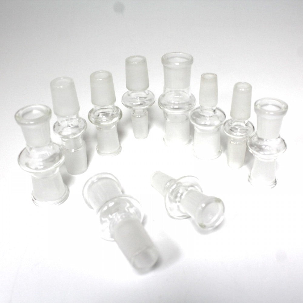 Clear glass-on-glass adapter made from durable borosilicate glass for secure bong connections