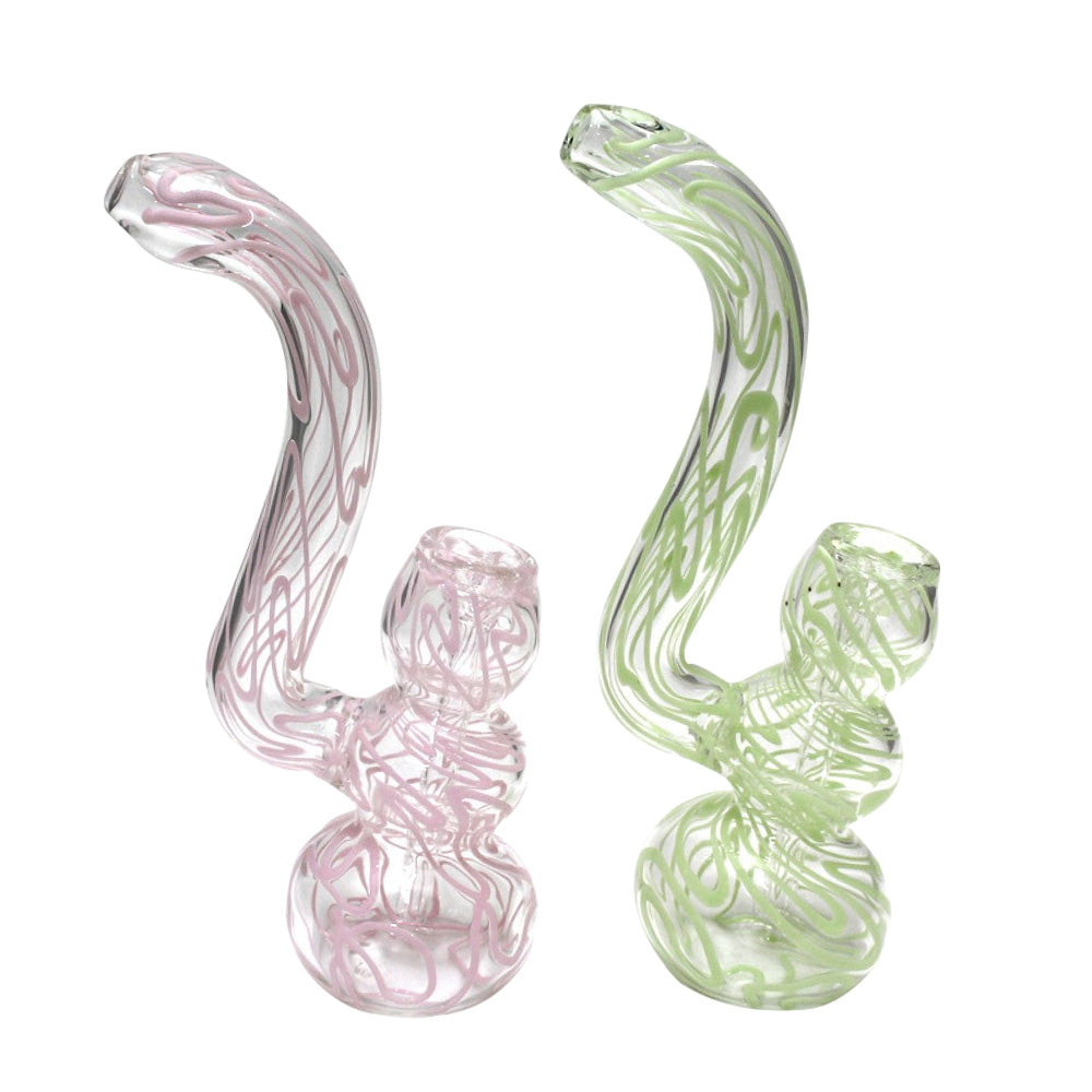 Clear With Swirl Color Bubbler Large Size with clear glass construction, vibrant swirl artwork, and handcrafted detailing.