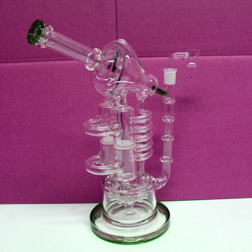 Coil with honeycomb side arm water pipe featuring advanced filtration, cooling coil design, and honeycomb percolation for a smooth smoking experience.