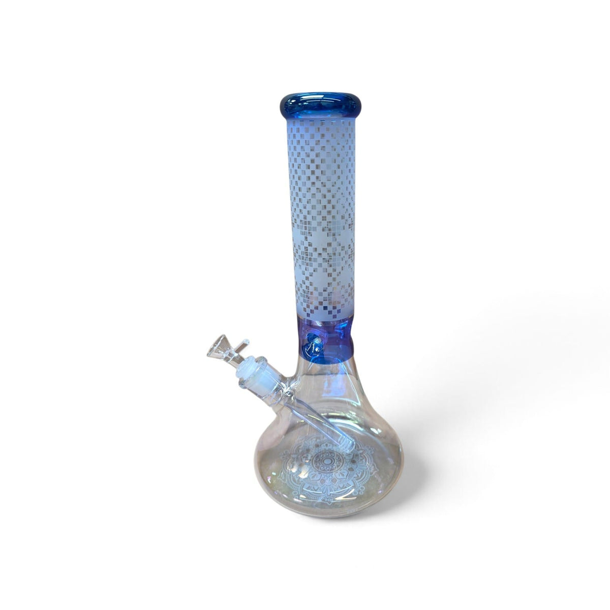 Glass slide bowl fitted into joint of big base color art beaker water pipe
