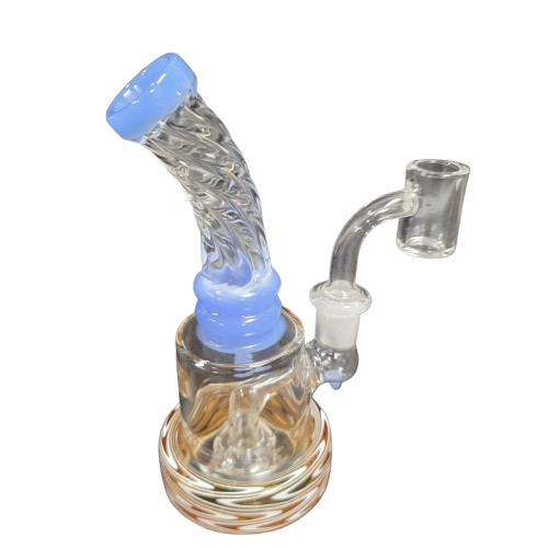 Color base zig zag dab rig water pipe with 14mm male banger, made from durable glass for smooth filtration and clean vapor delivery.