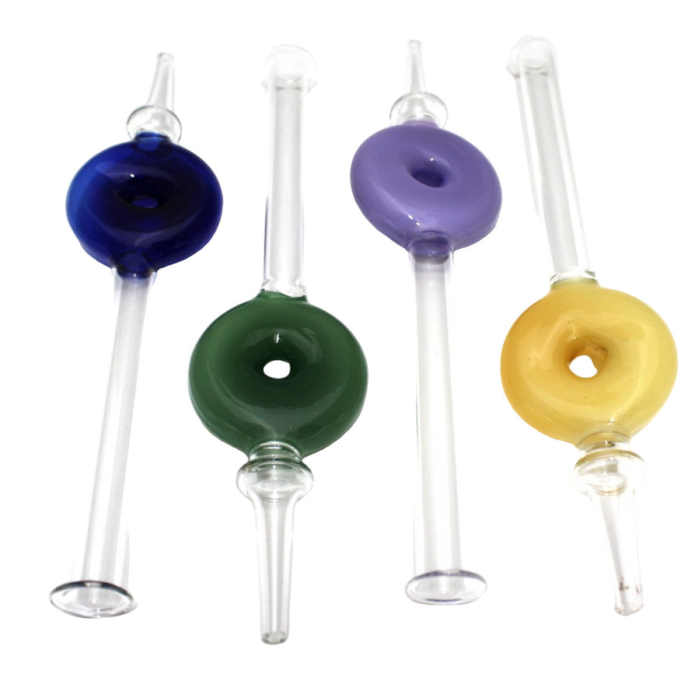 Color Glass Donut Shaped Straw Kit with Decorative Donut Design and Reusable Glass Straw