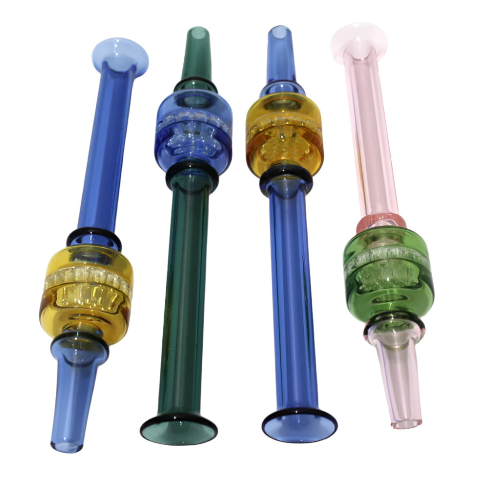 Color Honeycomb Design Glass Straw Kit featuring decorative honeycomb artwork, durable glass construction, and portable dabbing accessory functionality.