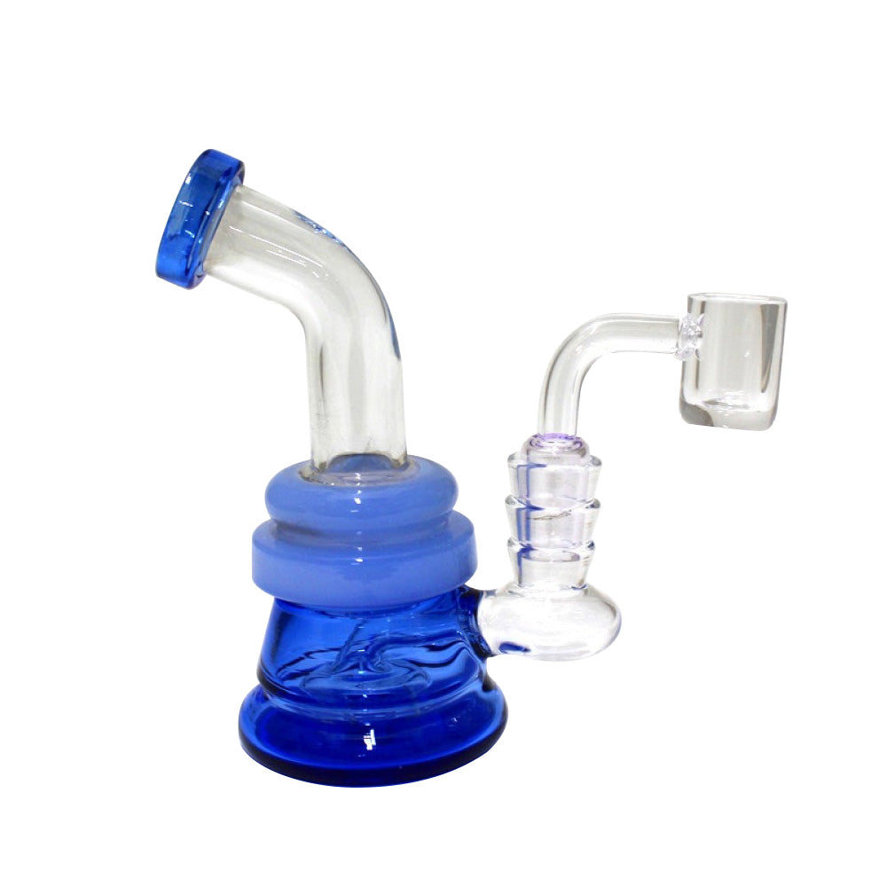 Color tube dab rig glass water pipe with 14mm male banger, stylish and durable build with smooth water filtration for efficient use.