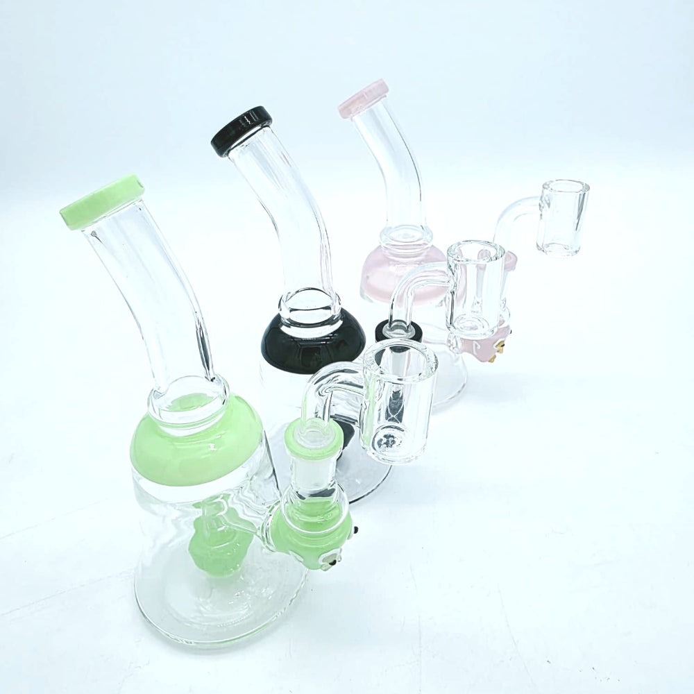 Color tube dab rig water pipe with durable glass body and smooth water filtration for enhanced smoking performance.