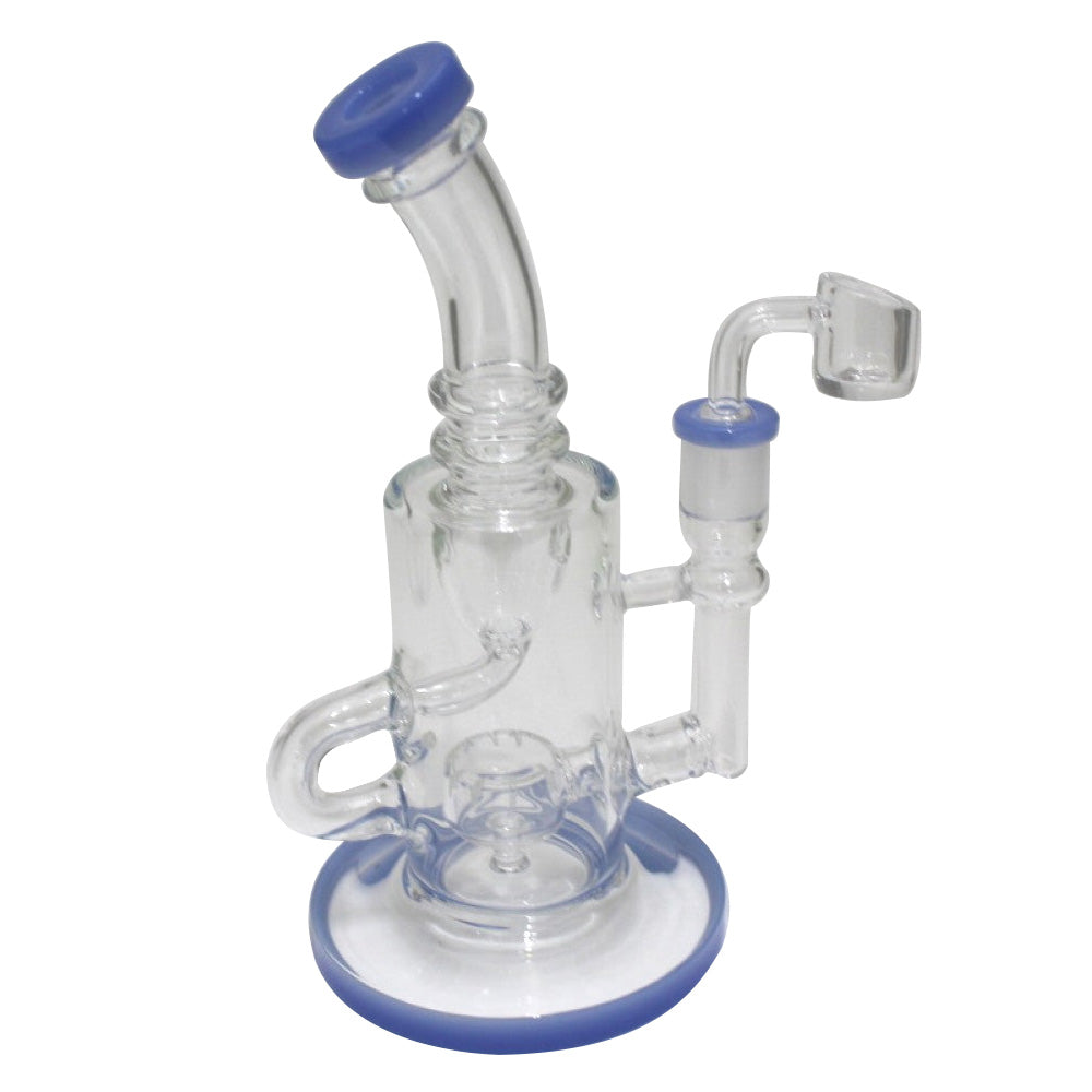 Recycle handle color tube dab rig water pipe with 14MM male banger, eco-friendly glass design with smooth filtration and durable colorful finish.