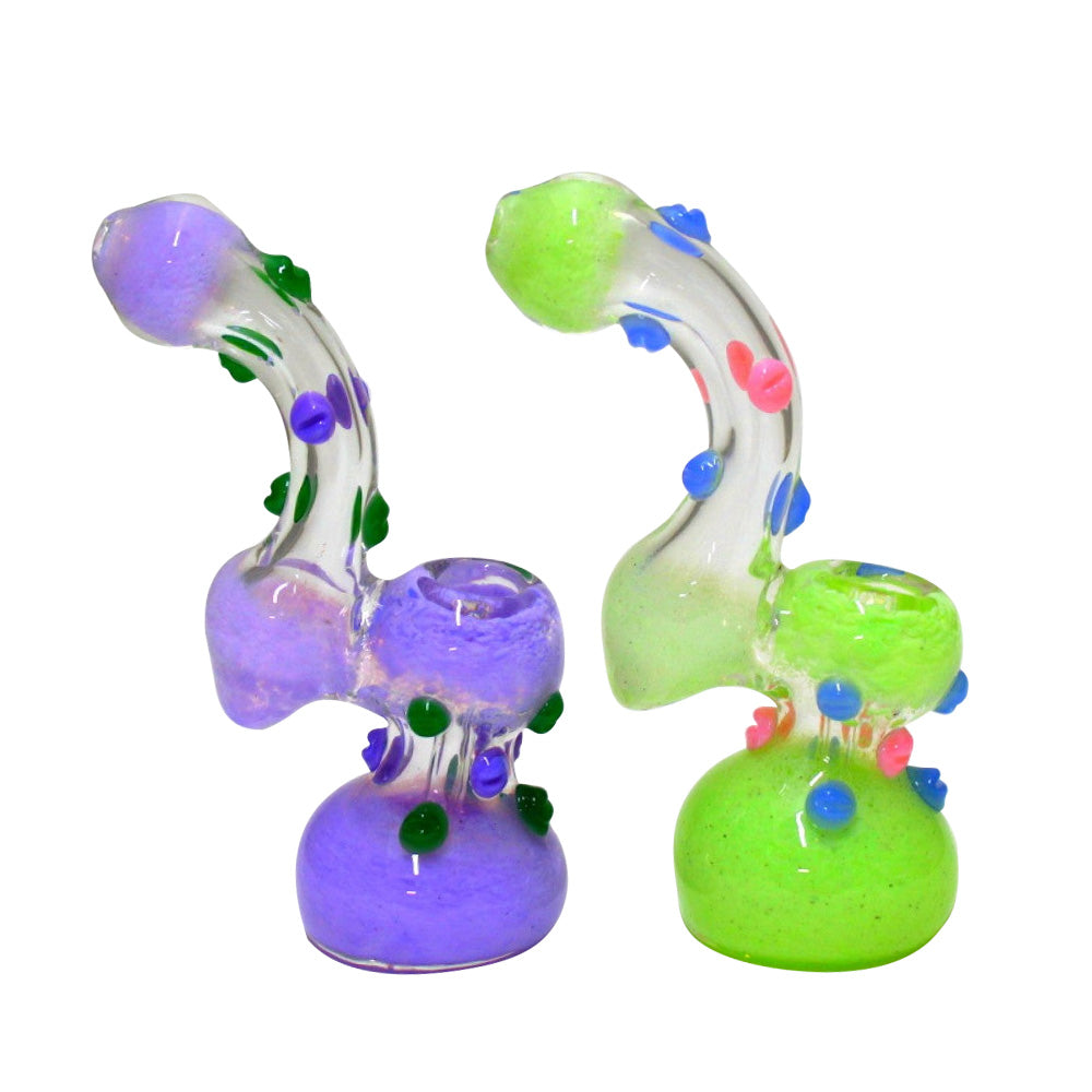 Color With Clear Doted Design Bubbler Large with handcrafted glass construction, clear dotted accents, and colorful artistic detailing.