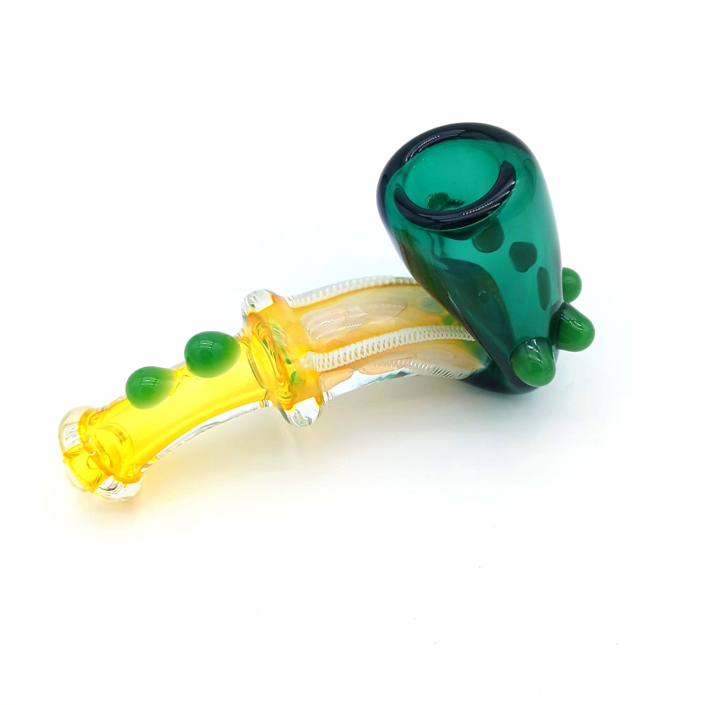 Color heead gold fumed doted design heavy duty sherlock pipe