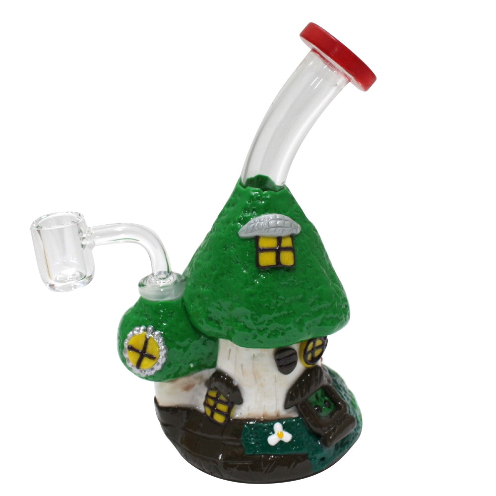 Colorful Cyclops monster dab rig water pipe with shower head percolator and 14mm male banger, durable glass body for smooth filtration and clean hits.