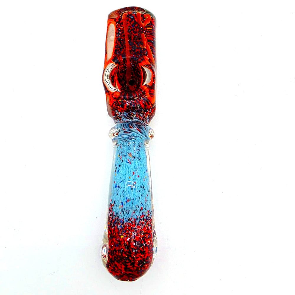 Durable multi color heavy duty glass hand pipe featuring thick glass build, vibrant swirl colors, and smooth airflow for an enhanced smoking experience.