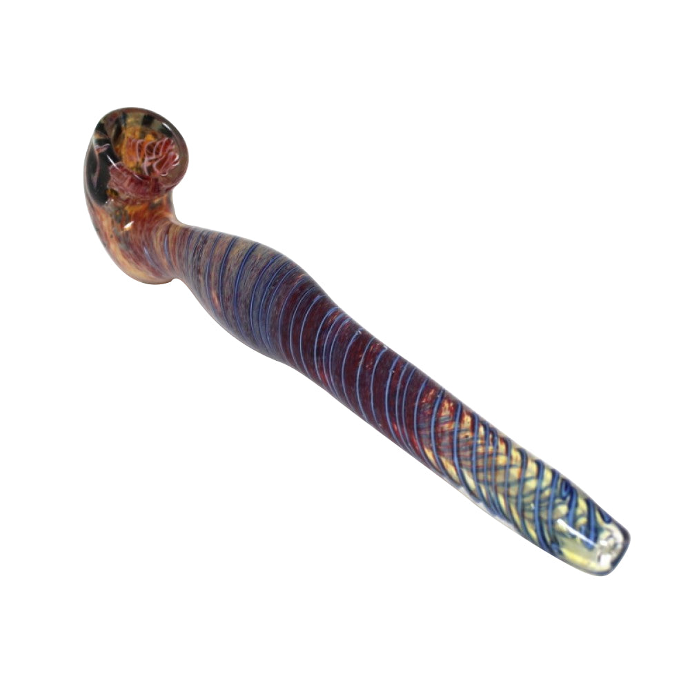 Colorful Swirl Sherlock Hand Pipe Featuring Artistic Glass Patterns and Comfortable Grip