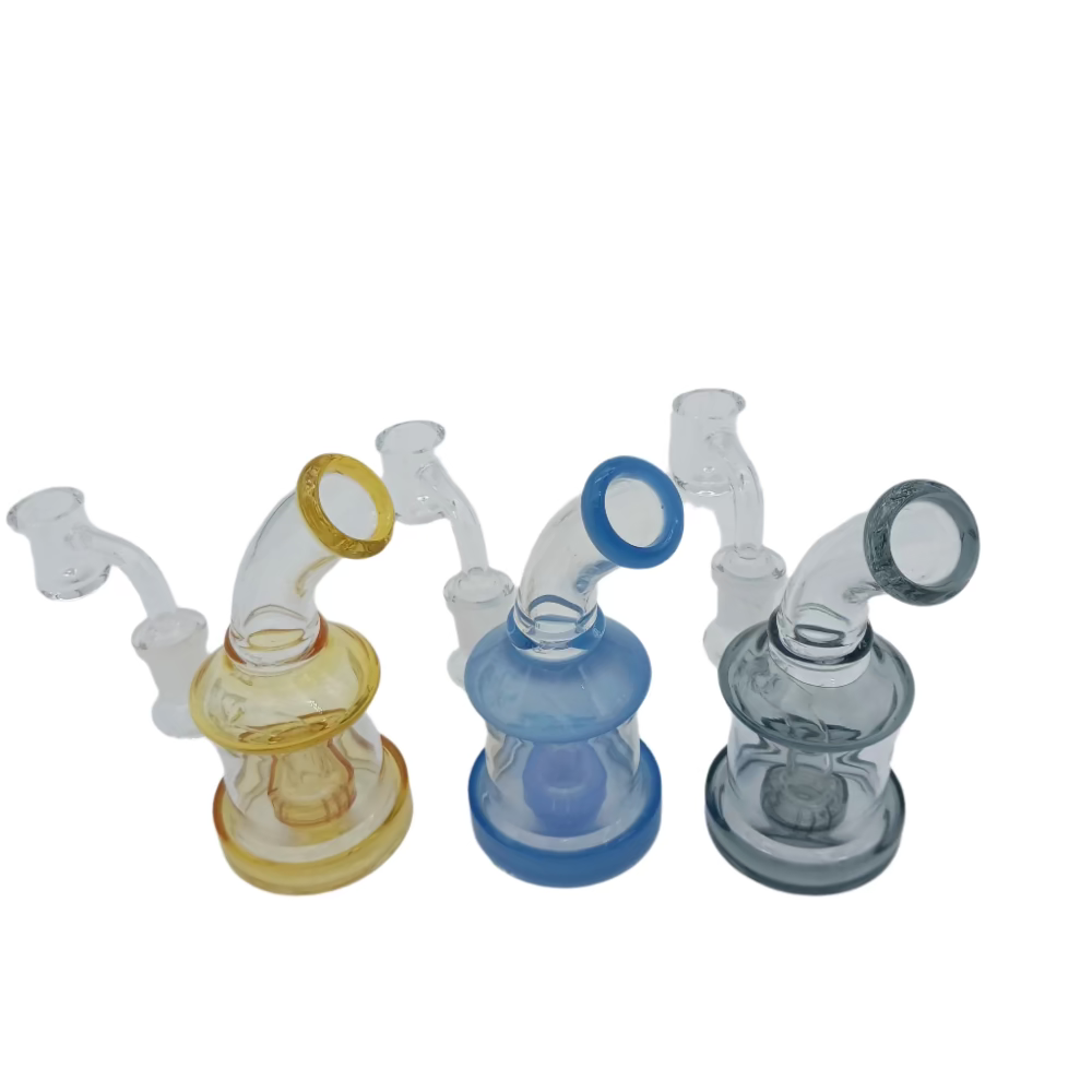 Colorful tube glass dab rig water pipe with durable borosilicate build and 14mm male banger for smooth concentrate use and flavorful vapor hits.