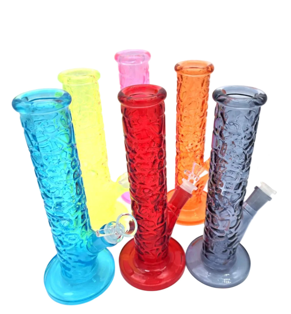 Colourful bubble design straight glass water pipe with durable body and smooth airflow performance