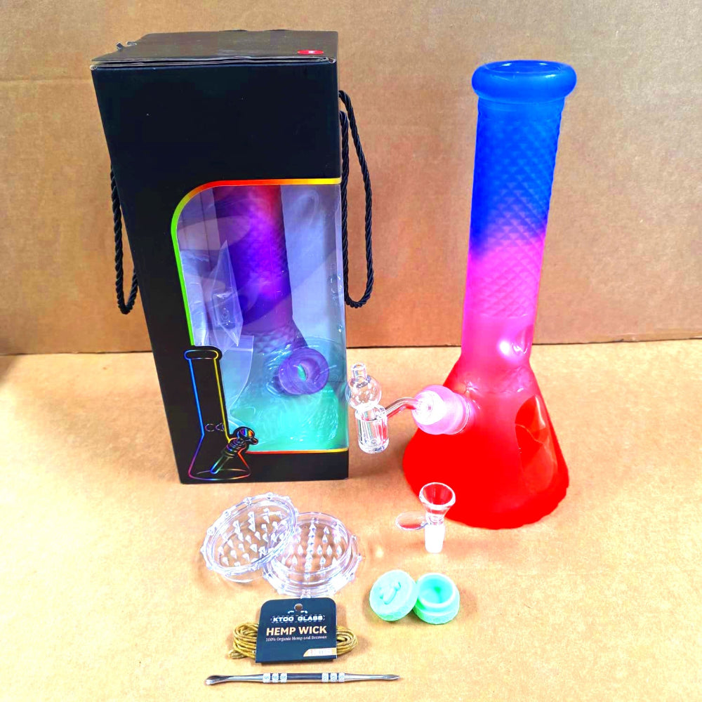 Elegant gift box water pipe set packed with a full smoking accessory kit, perfect for personal use or gifting