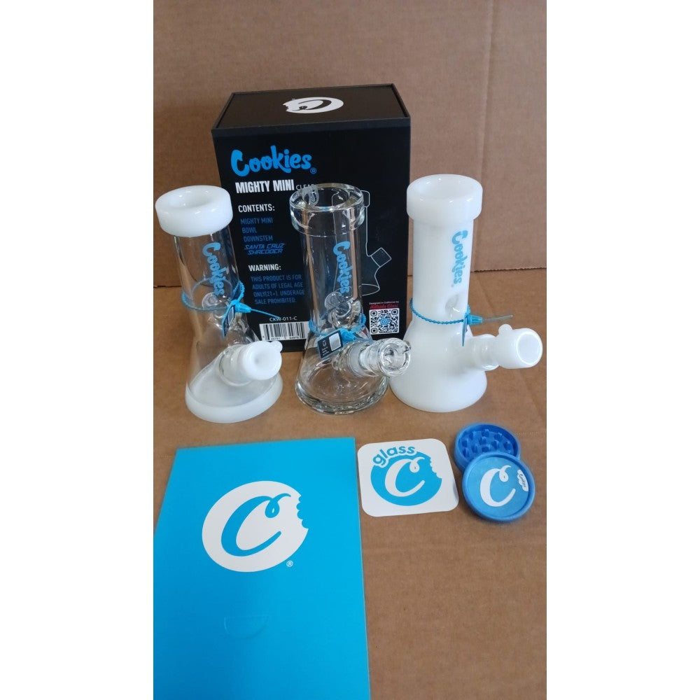 Cookies Mighty Mini Beaker compact glass water pipe featuring a sturdy beaker base, premium glass construction, and smooth water filtration for clean and enjoyable use.