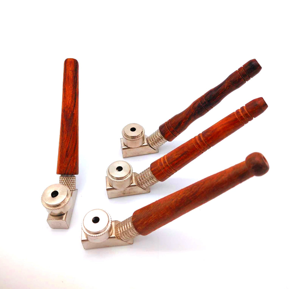 Curve design wooden pipe with metal head for durable and smooth smoking experience