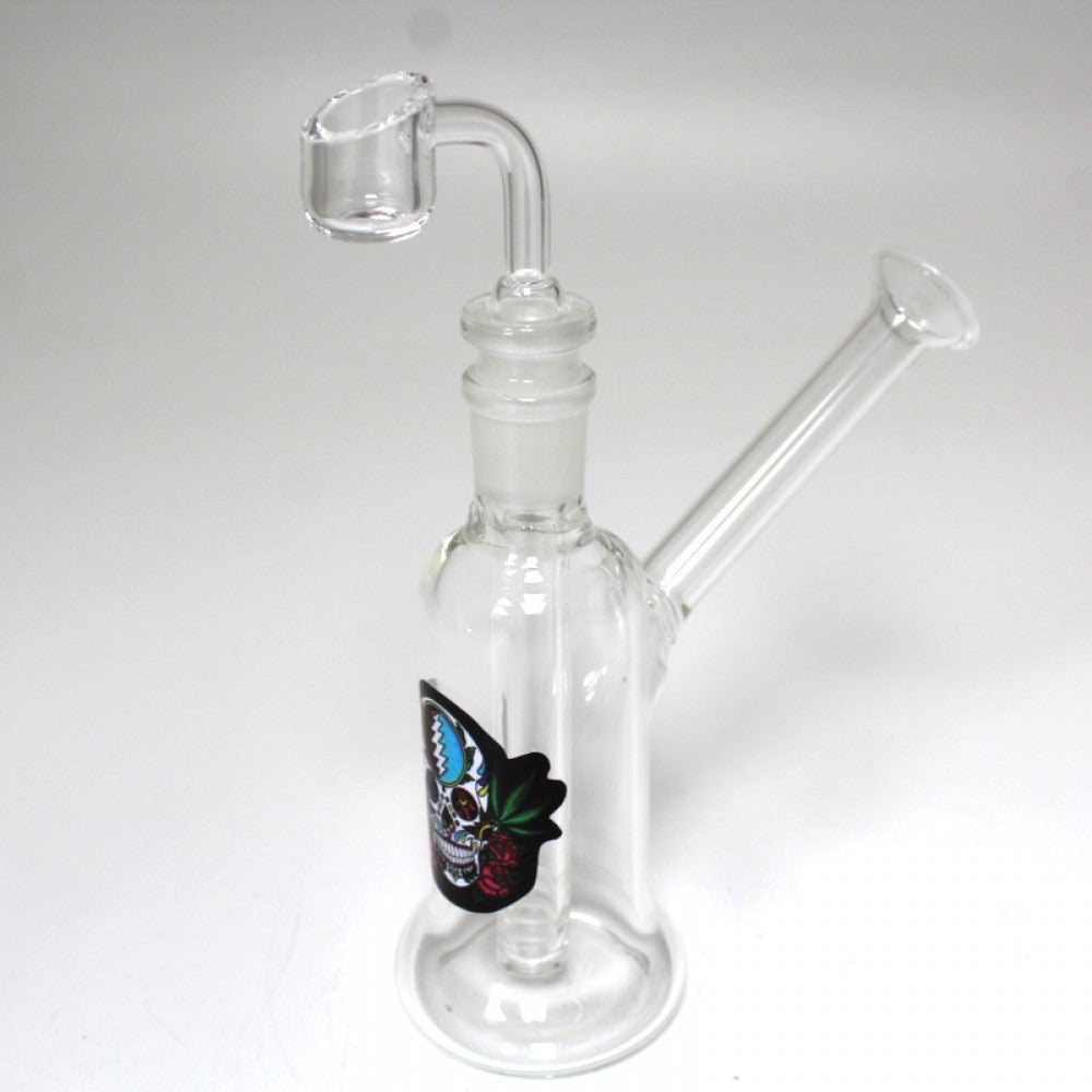 Decal Design Dab Rig Bubbler with 14mm Male Banger Glass Water Pipe with Decorative Decal Style for Smooth Vapor Filtration and Clean Hits