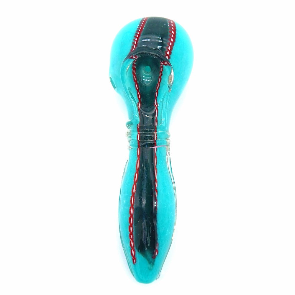 Dichro ribbed multicolor glass hand pipe with shimmering color-shift finish, sturdy handcrafted glass body, and ergonomic textured design.