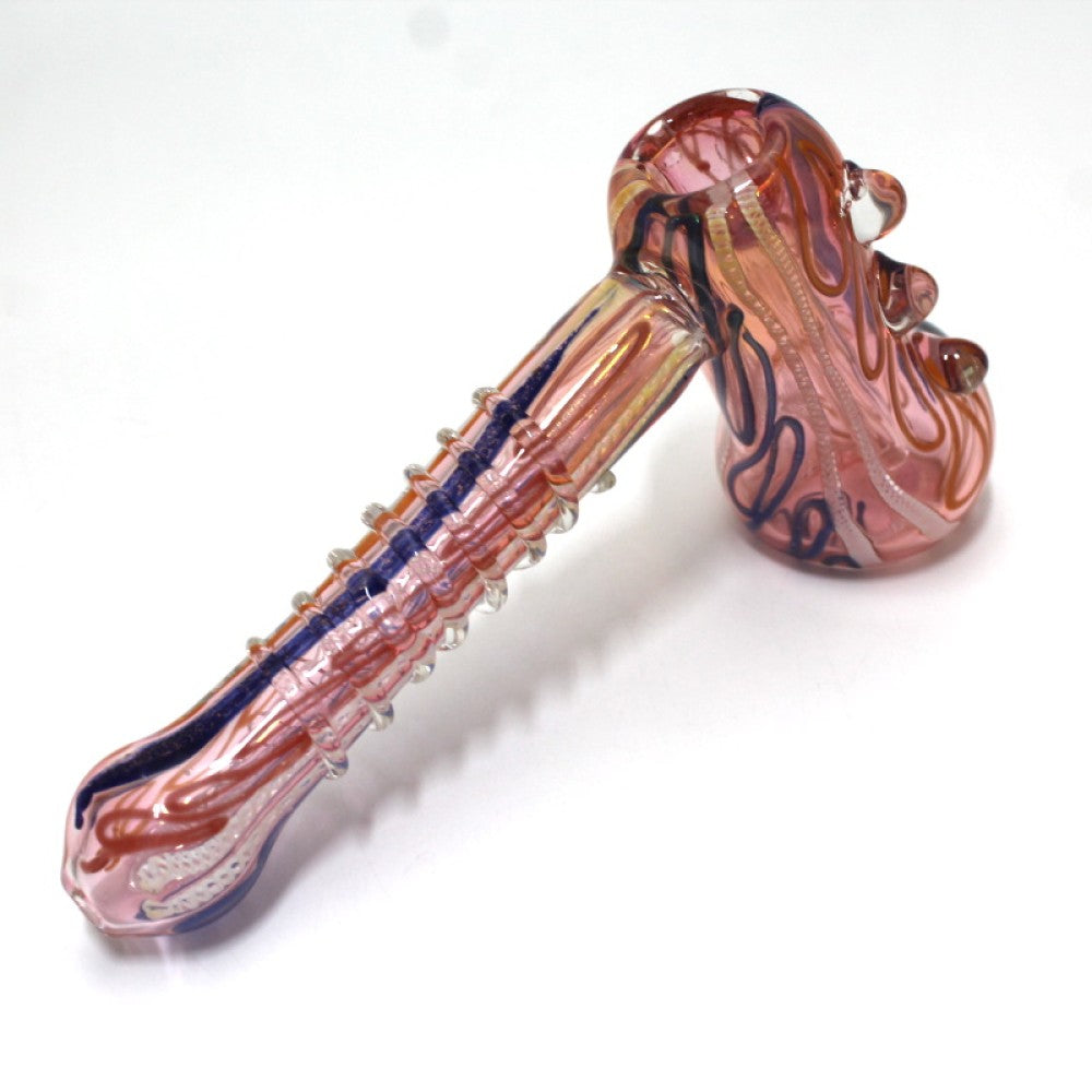 Dicro Color Art Heavy Duty Hammer Large Size Glass Hand Pipe with Vibrant Artistic Finish and Thick Durable Glass Construction