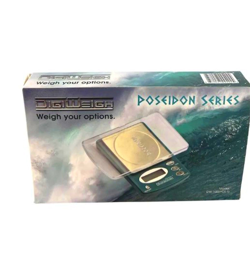 Full top view of Digi Weigh Poseidon Series DW 1000BX precision digital scale with cover open
