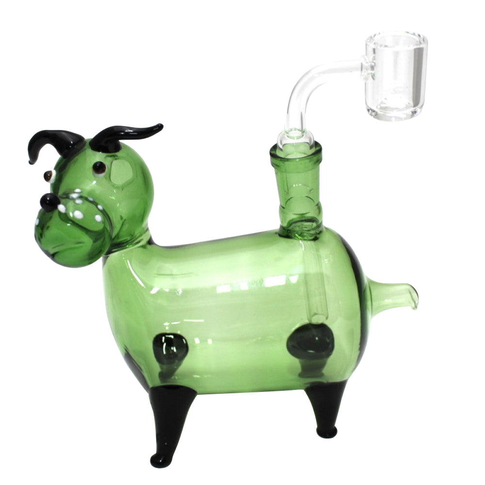 Dog Glass Pipe with 14mm Male Bowl and Banger featuring Durable Glass Construction and Unique Dog Shape Design**