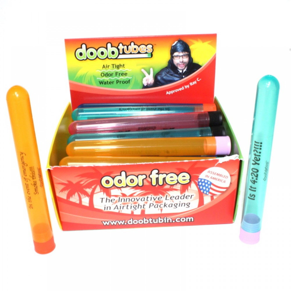 Large doob tubes airtight odor free waterproof design with durable plastic build and 25 pieces per box for secure and bulk storage use.