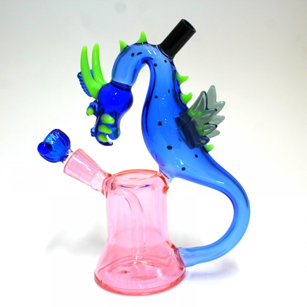 Dragon art glass dab rig water pipe with 14mm male banger handcrafted smoking piece featuring detailed dragon design and smooth water filtration system for cleaner hits