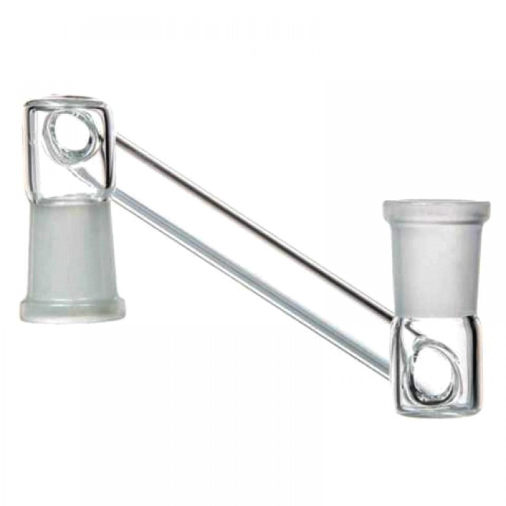 Drop down sidecar adapter made from heat resistant glass for flexible water pipe setup and smooth airflow.