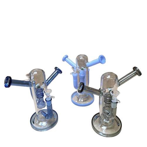 Dual mouth piece glass water pipe with two bowls designed for shared use, smooth airflow, and efficient filtration for a cleaner smoking experience.