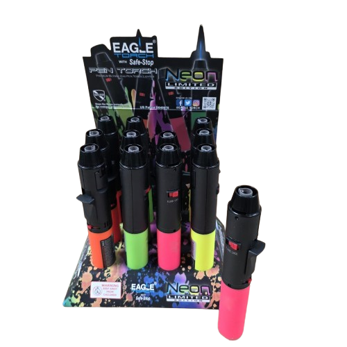 Eagle pen 132n neon torch lighter set 12 per display pack with durable and refillable torch design