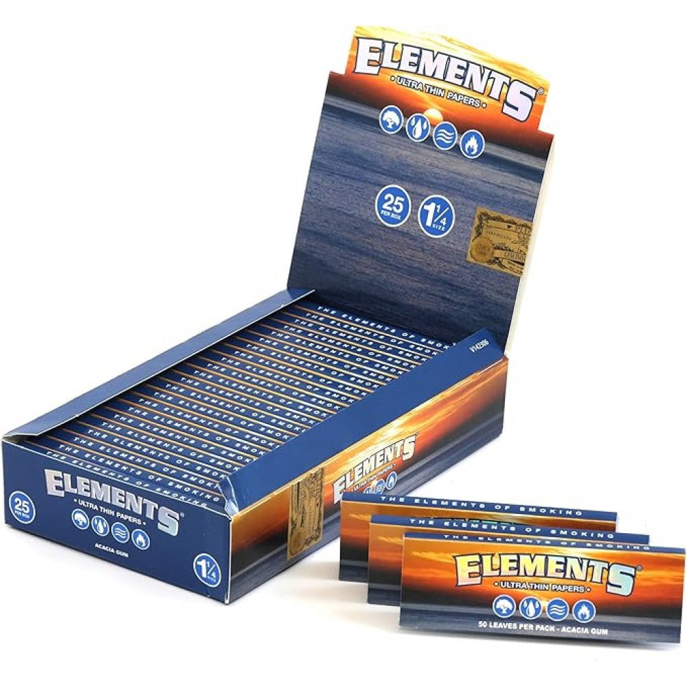 Elements Papers 1 1/4 size, 25 count pack, ultra-thin rolling papers designed for a smooth, clean, and even-burning smoking experience.