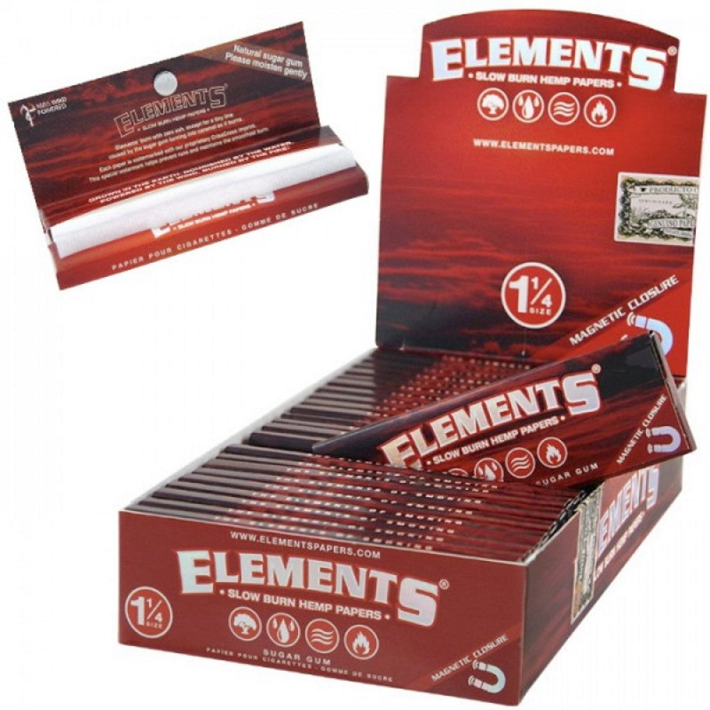 Elements Slow Burn Hemp Papers 1 1/4 size 25 per pack, natural hemp ultra-thin slow burning rolling papers for smooth and even smoking experience.