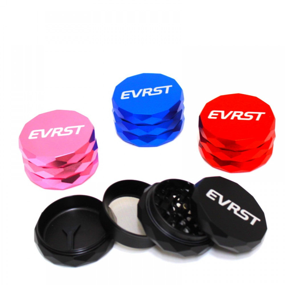 EVRST 63mm 4-part heavy-duty metal grinder with sharp teeth, magnetic lid, and durable construction for smooth herb grinding performance.