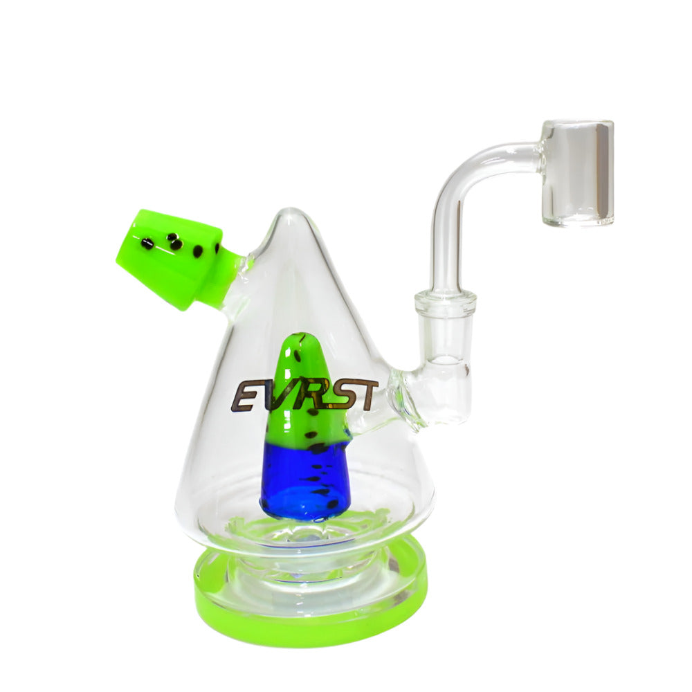 EVRST Big Base Dab Rig Water Pipe with color tube design and 14MM male banger, made from durable borosilicate glass, stable, heat-resistant, smooth airflow pipe.
