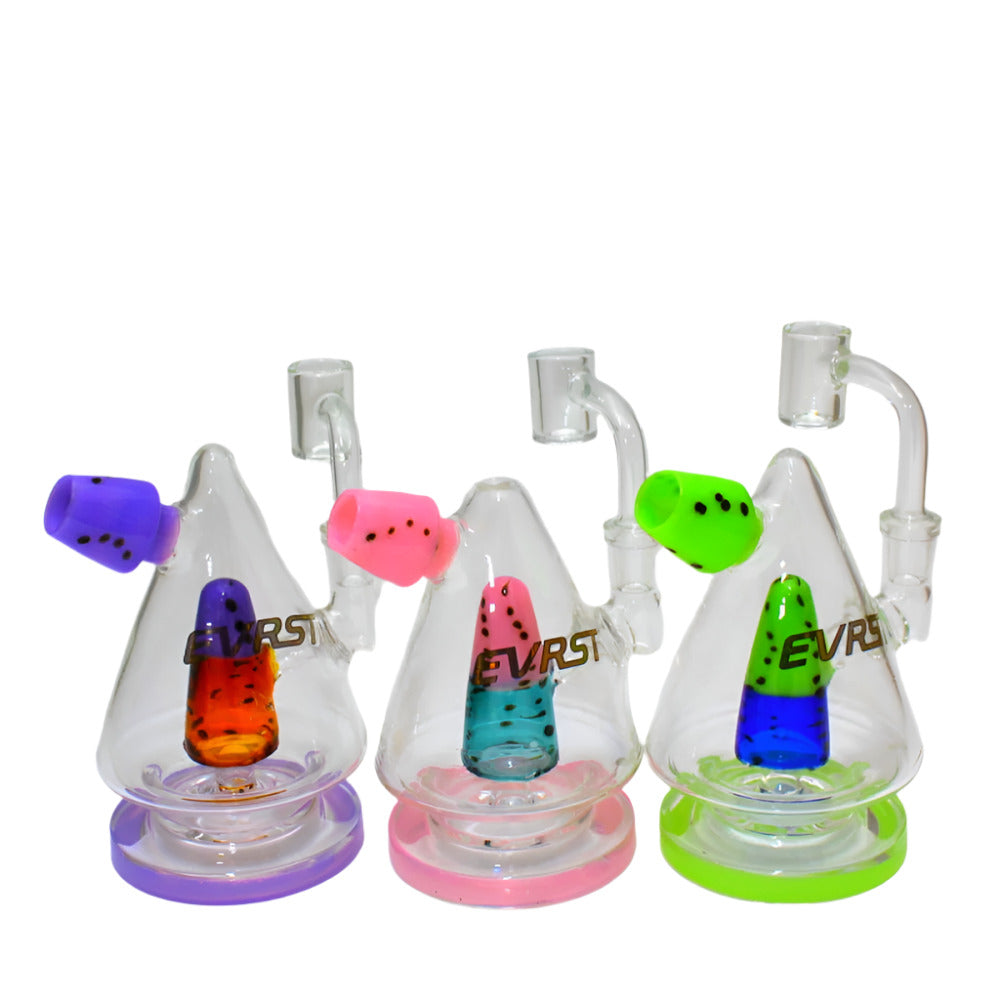 EVRST Big Base Tube Color Dab Rig Water Pipe with 14MM male banger made from durable borosilicate glass, stable base, heat-resistant, smooth airflow design.