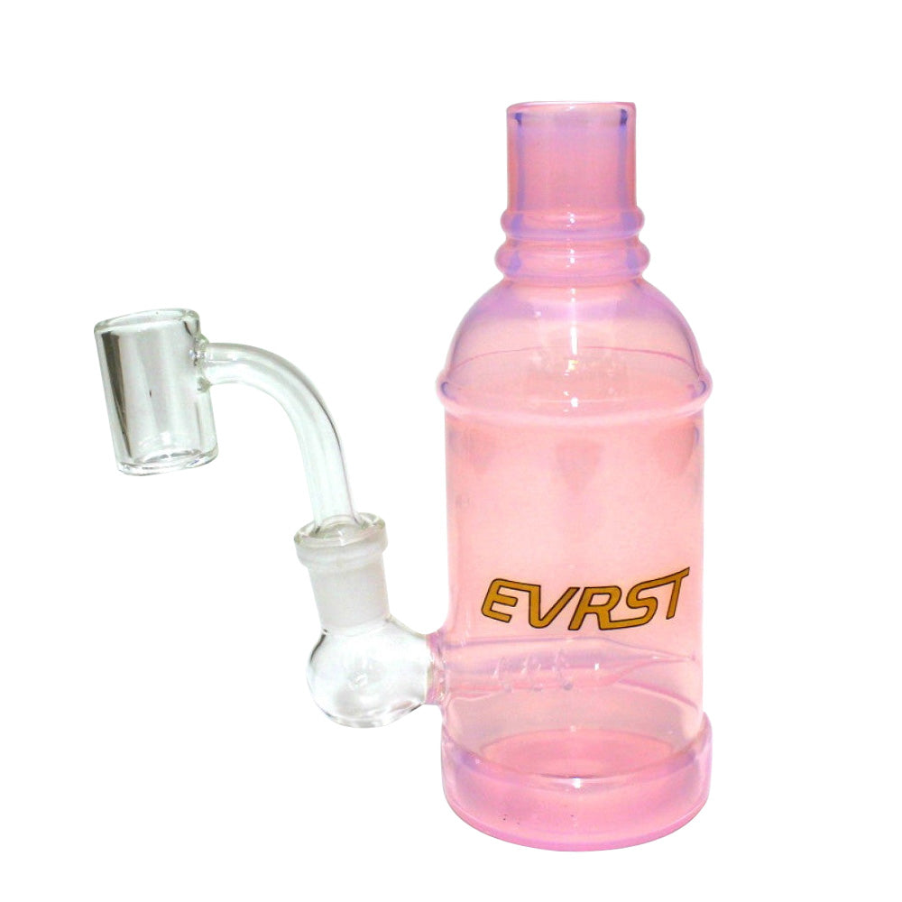 EVRST bottle dab rig water pipe with 14mm male banger, designed in a bottle-style shape with durable glass construction and smooth airflow for concentra