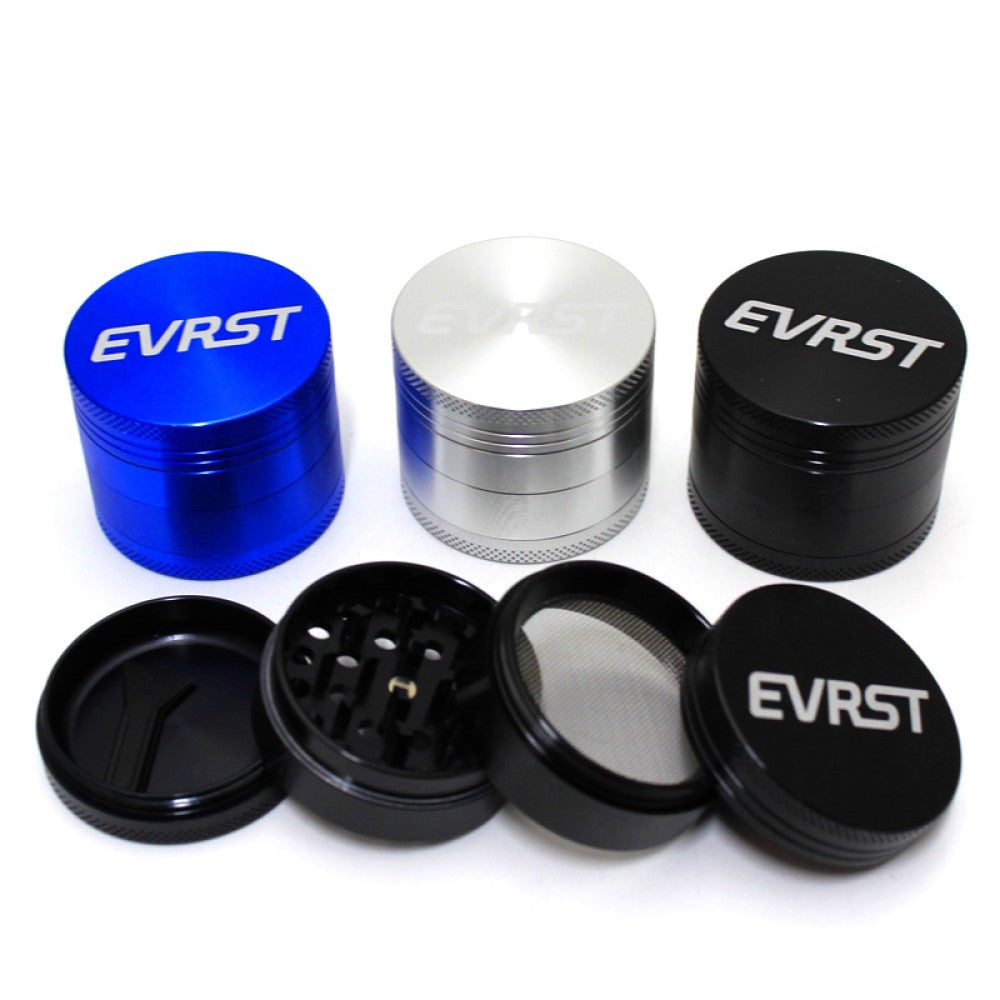 50mm 4-part EVRST colorful aluminum grinder with durable body, sharp teeth, magnetic lid, and smooth grinding performance for herbs and spices.