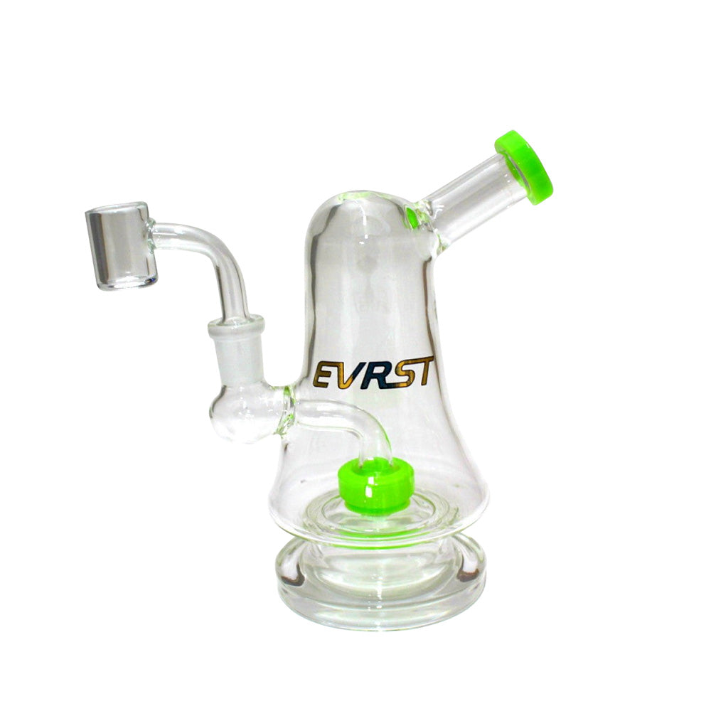 EVRST side arm dab rig water pipe with 14mm male banger, featuring a side-arm design, durable glass construction, and smooth airflow for concentrate use.