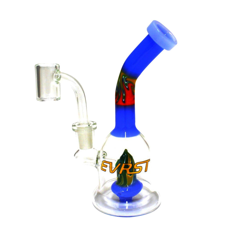 EVRST tube zig zag color dab rig water pipe with 14mm male banger, featuring a vibrant zig zag design, durable construction, and smooth airflow for concentrate sessions.
