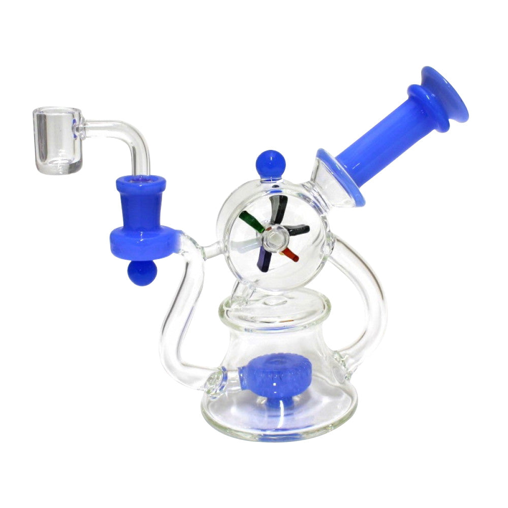 Fan design handle water pipe with 14mm male banger, durable glass body with smooth water filtration system and ergonomic handle for easy use.
