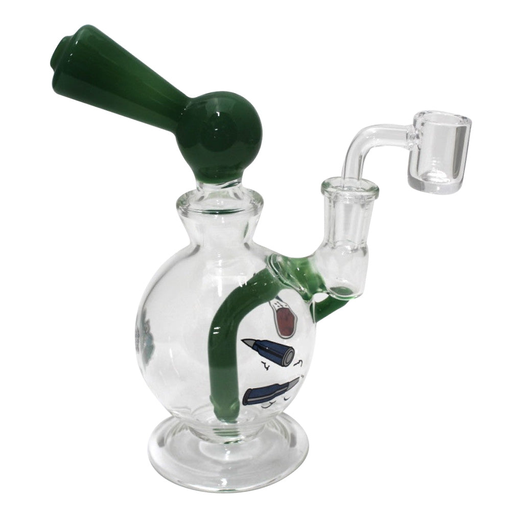 Fancy Design Side Arm Water Pipe with 14mm Male Banger Glass Dab Rig with Side Arm Percolator for Smooth Filtration and Cool Vapor Hits