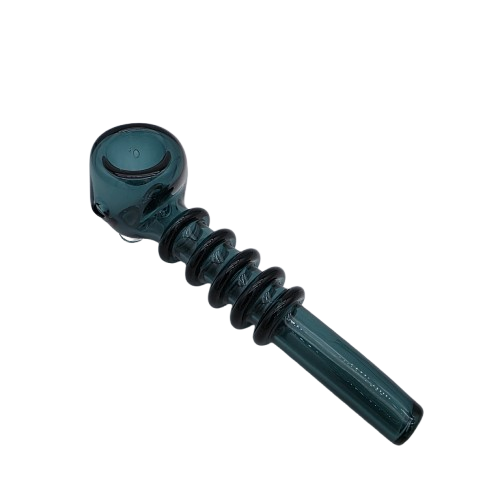 Fancy ribbed design sherlock style glass hand pipe with durable body and smooth airflow for comfortable use